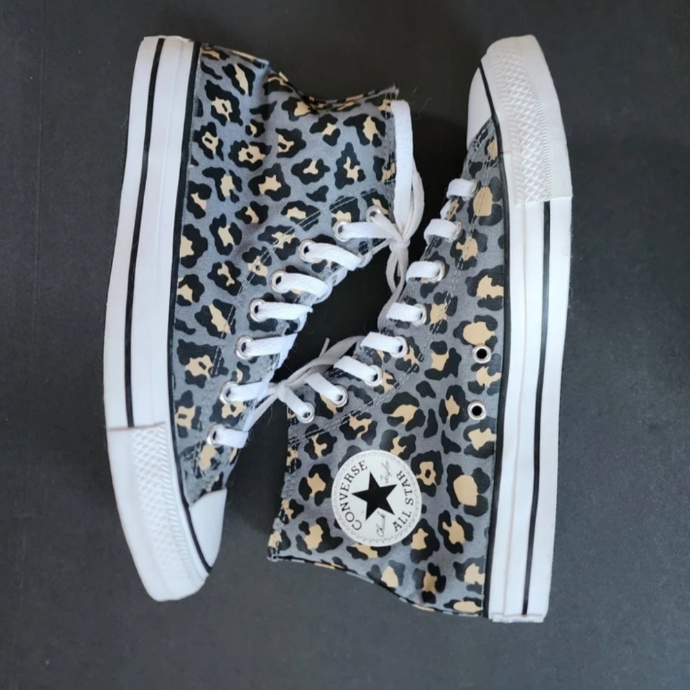 Converse High Top Leopard Sneakers 9.5 Size